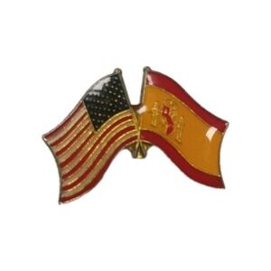USA and Spain Lapel Hat Pin Crossed Friendship Gold Tone International 1992